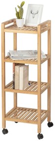 Regał łazienkowy na kółkach NORWAY z czterema półkami, drewno orzechowe, WENKO