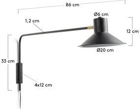 Czarny kinkiet ø 20 cm Aria – Kave Home