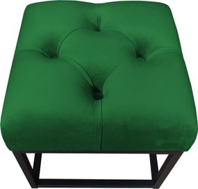 Pufa CHESTERFIELD tkanina Welur loft ławka podnóżek metal : Kolor Stelaża - Czarny , Kolor tkaniny - VELVET - MG25, Typ tkaniny - Velvet