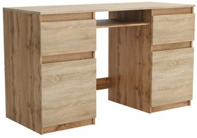 Biurko komputerowe młodzieżowe szkolne 140 cm z półką szufladami REMI2 Dąb Wotan/Dąb Sonoma