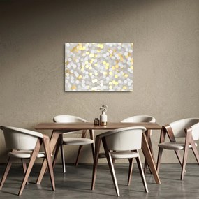 Obraz na szkle - Złoto - białe sześciokąty (70x50 cm)