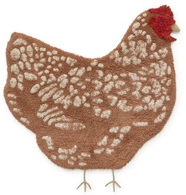 Brązowy bawełniany dywan dziecięcy tkany ręcznie odpowiedni do prania 110x100 cm Chicken – Lorena Canals