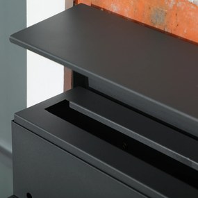 HOMCOM Skrzynka na Listy z Pokrywą, 2 Otwory Odpływowe, Stal, z Zamkiem, Szara