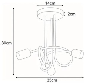 Czarna industrialna lampa sufitowa supeł - S146 Fibero 4X