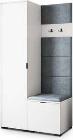 Masseno Garderoba LORI 95/181/51 cm Nowoczesna Szafa do Przedpokoju Biała, MONOLITH 85 (Szary)