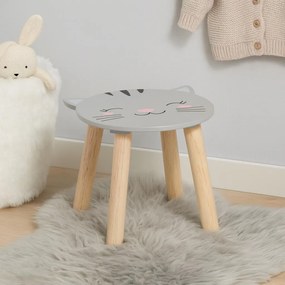 Drewniany stołek dziecięcy SAFARI z motywem zwierząt, 28 cm