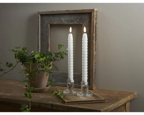 Zestaw 2 białych woskowych świec LED Star Trading Flamme Swirl Antique, wys. 25 cm