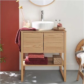Szafka 70cm dąb naturalny i umywalka okrągła biała ATOLL