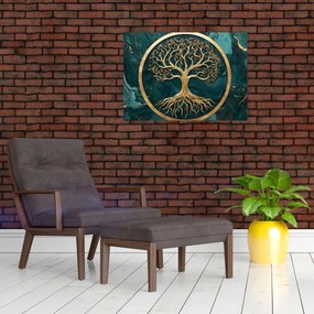 Obraz – Złote drzewo życia w marmurze (70x50 cm)