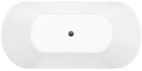 Wanna wolnostojąca VALO owalna biała z konglomeratu 165 x 75 cm bez przelewu cienki rant | Różne kolory korków : Kolor korka - Chrom