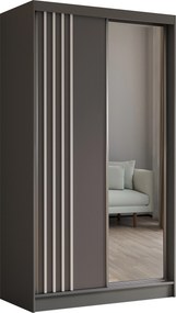 Szafa Przesuwna NELVIA 120 cm z Lustrem Szafa Dwudrzwiowa Szara