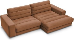 Pomarańczowy aksamitny narożnik (prawostronny/z szezlongiem) Sierra – Bobochic Paris