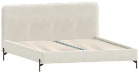 Beżowe tapicerowane łóżko dwuosobowe ze stelażem 200x200 cm Barker – Ropez