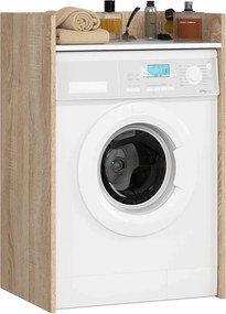 Klasyczna szafka łazienkowa nad pralkę dąb sonoma + biały K7-T46