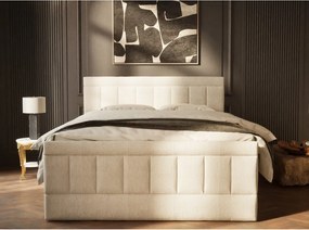 Beżowe łóżko kontynentalne ze schowkiem 160x200 cm Caya – Maison de Rêve