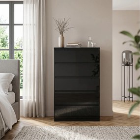 Komoda NUDO 70 cm do Salonu Sypialni 5 Szuflad Czarny