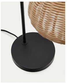 Czarno-naturalna lampa stołowa z rattanowym kloszem (wys. 56 cm) Damila – Kave Home
