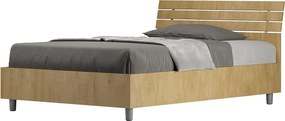 Łóżko wyposażone w stelaż z listwami z pojemnikiem 120x190 Nachylony zagłówek z listwami dąb naturalny Ankel