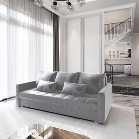 Masseno Sofa SIRO z funkcją spania i pojemnikiem na pościel, Rozkładana sofa - Jasnoszary, PAROS 05