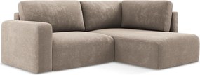 Beżowy rozkładany/ze schowkiem narożnik z tkaniny szenilowej (prawostronny/w kształcie litery L) Kona – Makamii