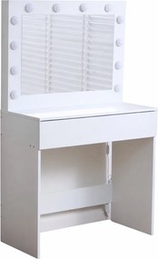 Toaletka z lustrem, oświetleniem i szufladą Claris DT09, biała