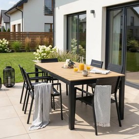 Stół Ogrodowy Prostokątny ARGOS 140-180 cm Rozkładany Dąb/Czarny