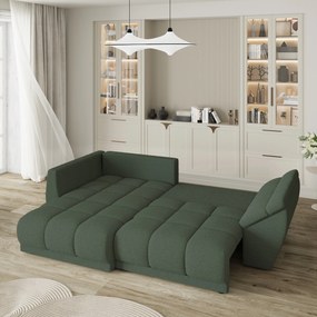 Masseno Narożnik ORENTI z funkcją spania i pojemnikiem na pościel Narozniki L, Rozkładana sofa - Zielony, QUELLE 37