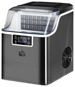 HOMCOM Maszyna do Lodu 20kg/24h Czarna 25,2x36x37,1cm | Aosom PL