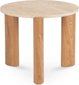 Stolik Kawowy TRAVERTINO 60 cm Trawertyn/Dąb Nowoczesny