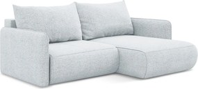 Narożnik prawostronny z funkcją spania - z tkaniny szenilowej - jasny niebieski - NANEA