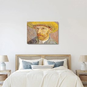 Obraz na szkle - Vincent van Gogh, Self-Portrait with a Straw Hat (The Potato Peeler), reprodukcje (70x50 cm)