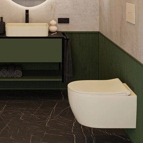 Miska WC wisząca rimless beżowa LERA ivory z deską wolnoopadającą Slim
