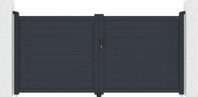 Brama rozwierna pełna z antracytowego aluminium szer. 305 x wys. 150 cm - NAZARIO
