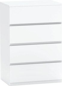 HOMCOM Komoda z 4 szufladami, biała, 55 x 33 x 80 cm, szafka biurowa z zabezpieczonymi uchwytami, do salonu i sypialni