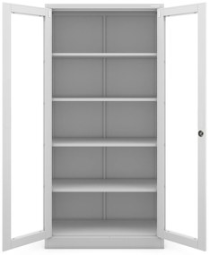 Szafa ze szklanymi drzwiami z szybami AMELIA, 900 x 1850 x 400 mm, szara