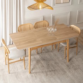 Stół Rozkładany Prostokątny SAMER 138-178 cm Ceramiczny Dąb Nowoczesny
