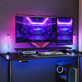 HOMCOM Zestaw 2 lamp LED, lampka stołowa z kontrolą przez aplikację i pilota, synchronizacja z muzyką, tryby kolorów, timer, biały