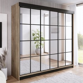 Szafa przesuwna z lustrem BARI 3 dąb sonoma 250