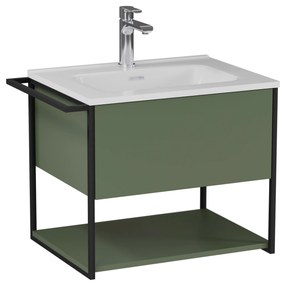 Szafka łazienkowa wisząca zielona loftowa 60 x 45 cm z umywalką z otworem VALO