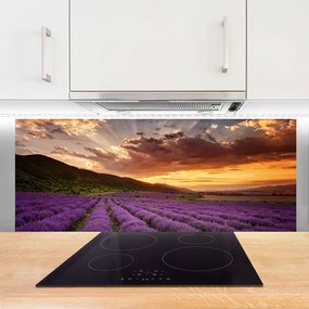 Szkło Ozdobne do Kuchni Lawendowy Pejzaż o Zmierzchu