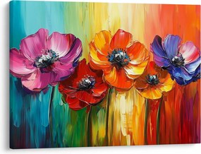 Obraz - Pięć kolorowych kwiatów (70x50 cm)