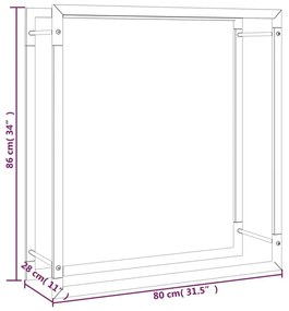 Loftowy stojak na drewno opałowe - Erwi 3X 80x28x86