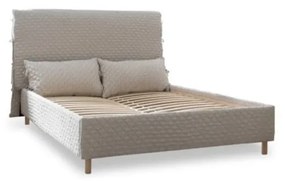 Beżowe tapicerowane łóżko dwuosobowe ze stelażem 160x200 cm Sleepy Luna – Miuform