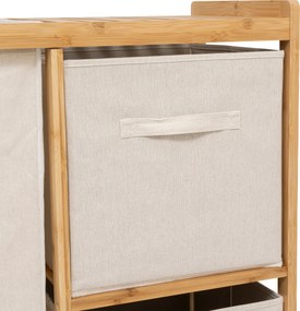 Regał bambusowy z koszem na pranie TIDY BOX i pojemnikami, 66 x 33,3 x 78,5 cm