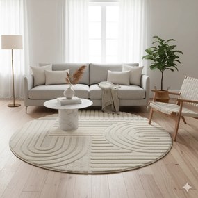 Dywan nowoczesny Art 3D kremowy 200 cm x 200 cm koło