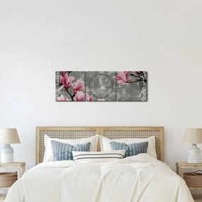 Obraz z kwiatami (z zegarem) (90x30 cm)