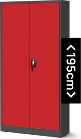 Szafa biurowa na akta wysoka Jan H 90x40x195 cm antracyt/czerwony