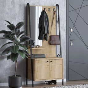 Wieszak z półką na buty Lumi Oak and Black