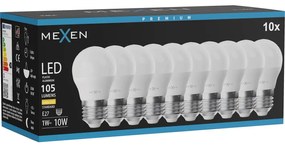 Mexen Nova 10x żarówka LED E27, G45, 1W, Ciepła - 3000K, 105 lm - L101-E27-0130-01x10