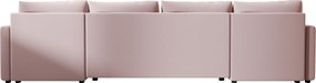 Rozkładana sofa w kształcie U VENORIA 285x146 cm, pudrowy róż + 2 poduszki GRATIS
